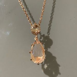 Rose Gold Crystal Teardrop Pendant Necklace